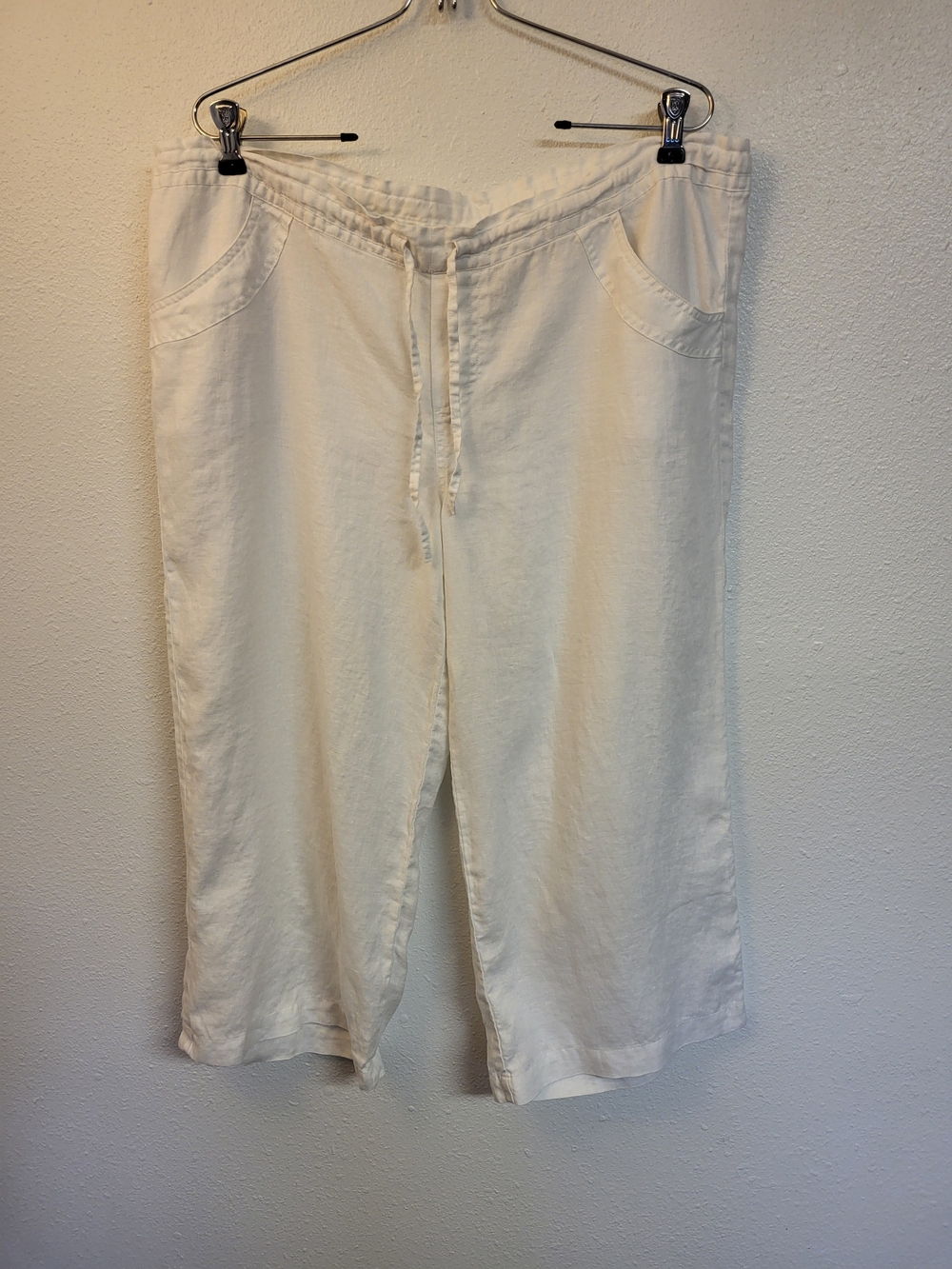 Merona 100% Linen Capri Pants, White, Size Medium, Resortwear, Cruise, Vacation